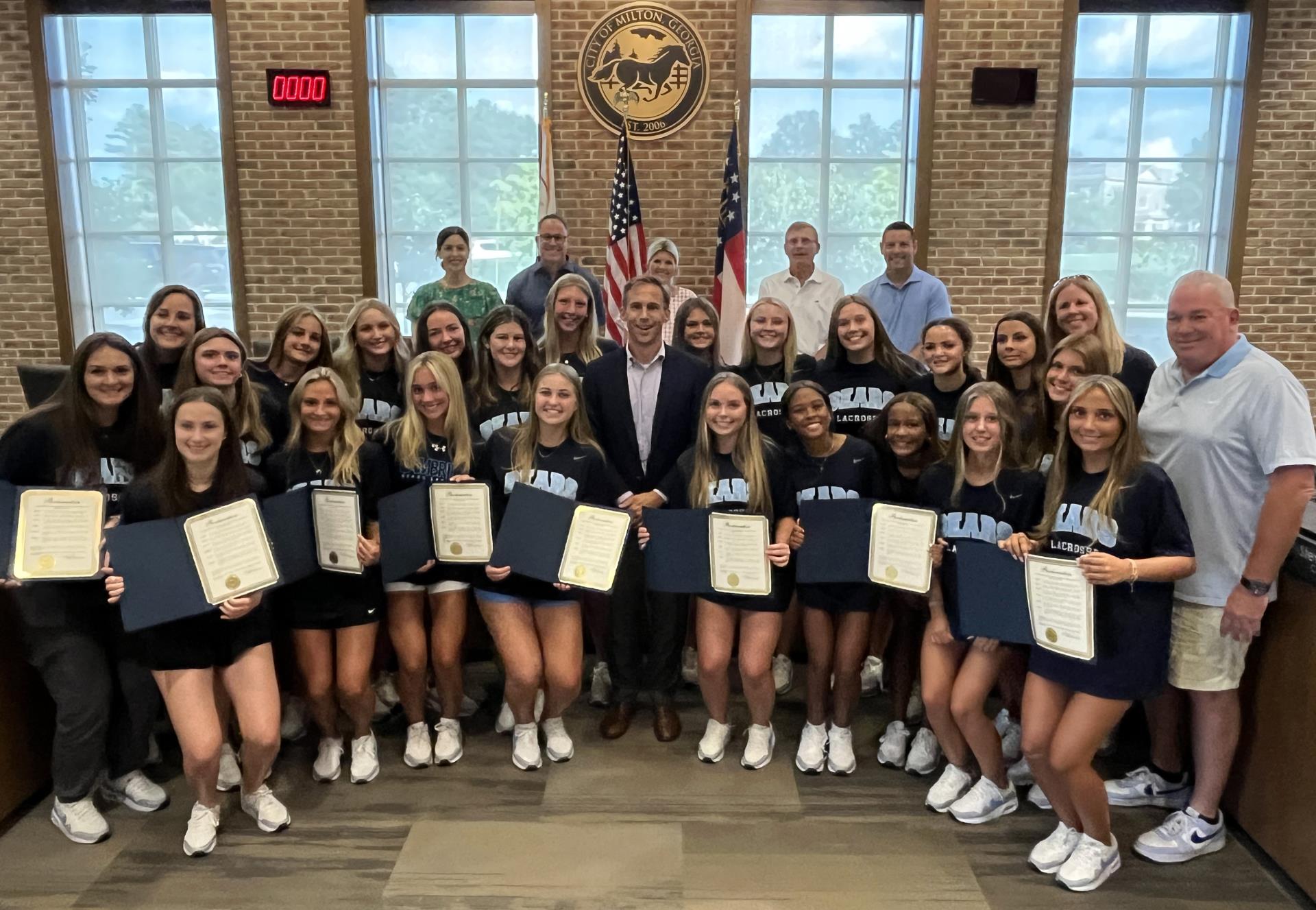 Cambridge High girls lacrosse with Council