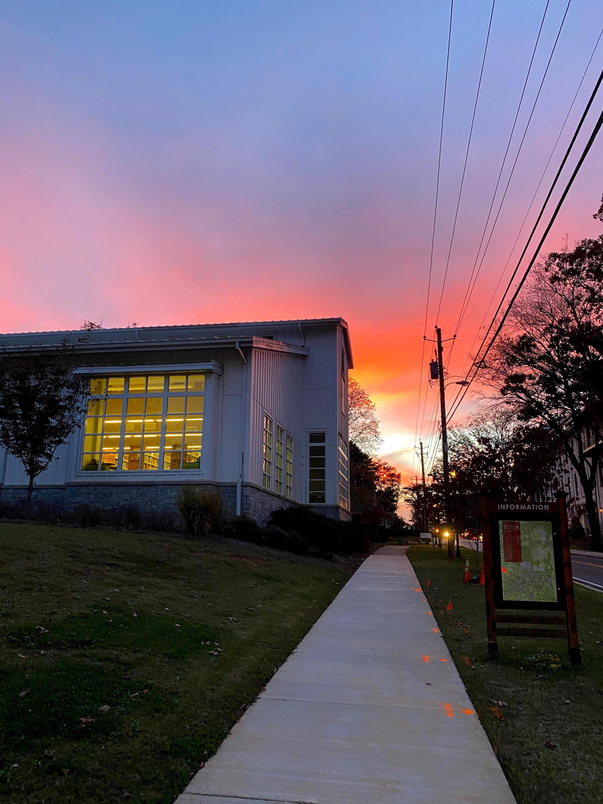 Milton.Library.sunset.December2020