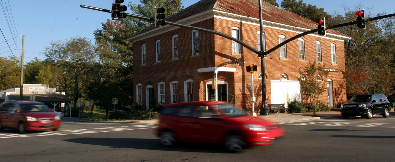 Brick building on street corner