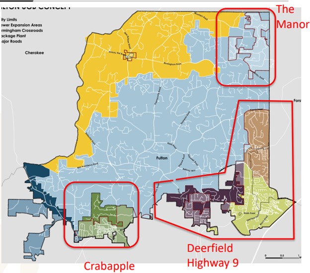 Commercial corridors Milton map