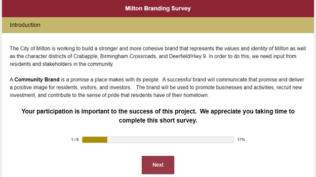 Milton Branding Survey first page