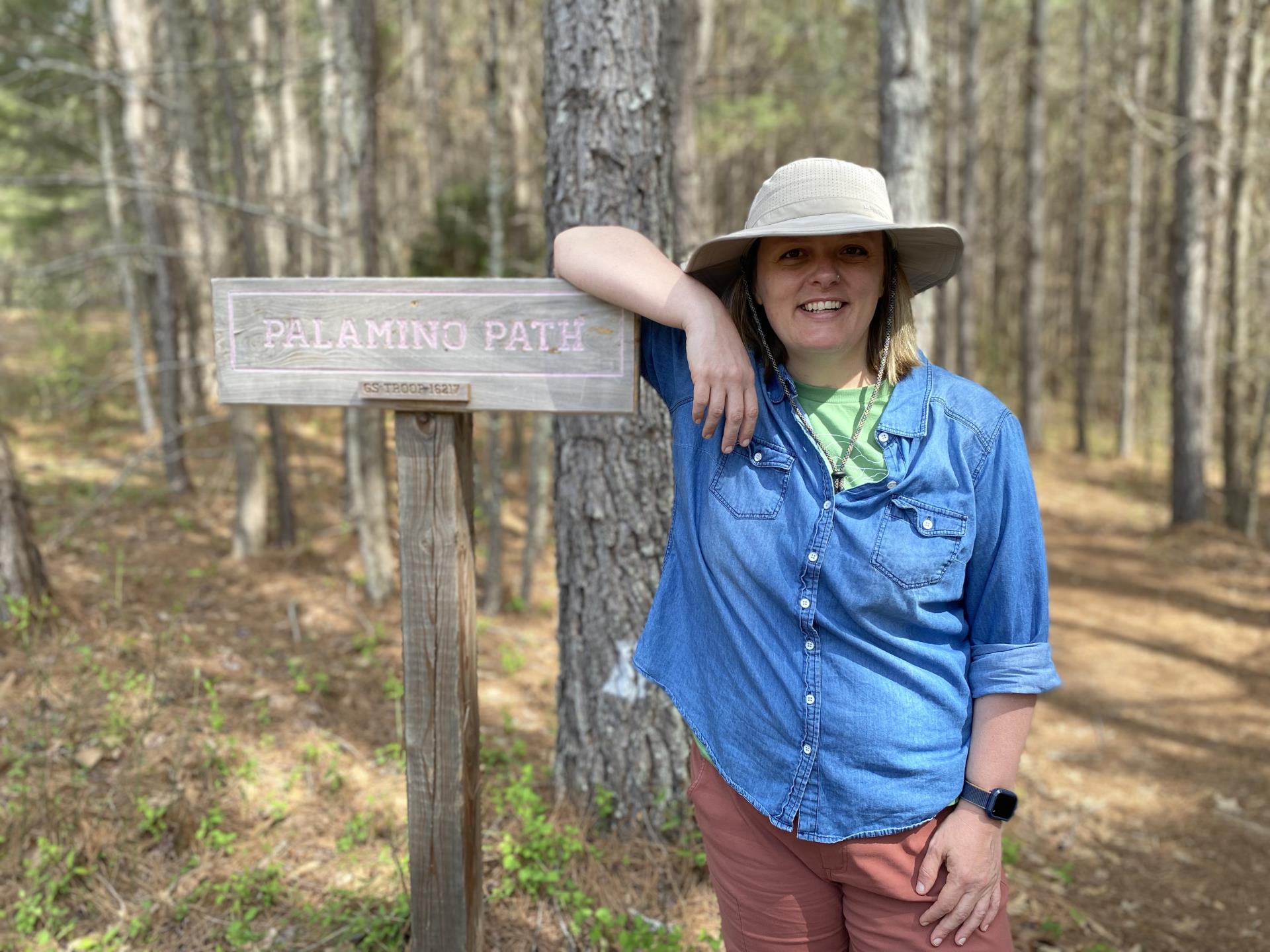 closeup with trail sign