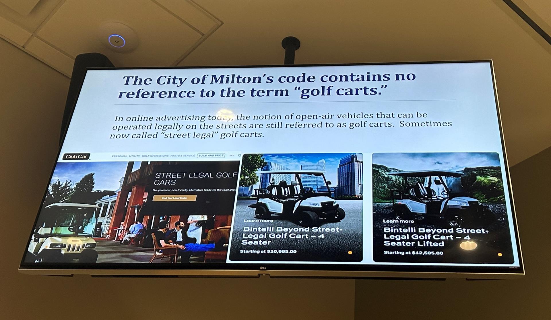 PTV golf cart presentation slide