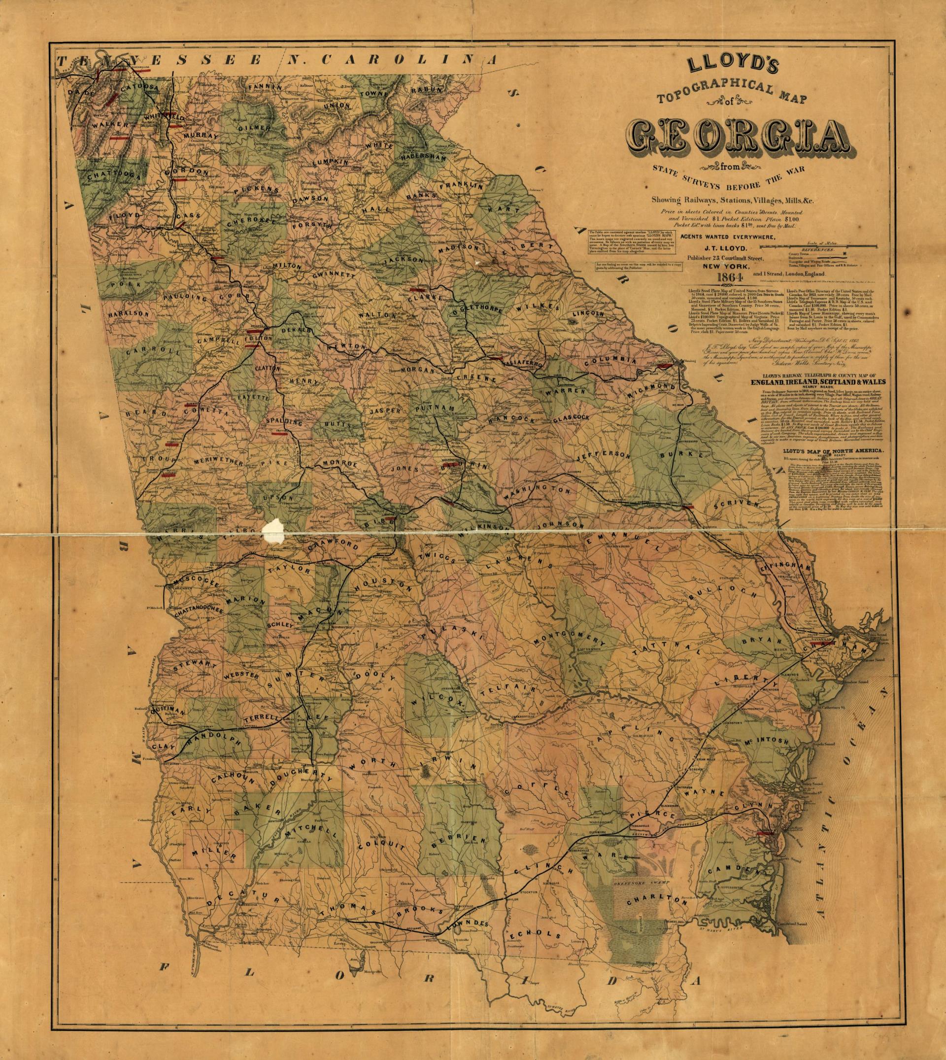 1864 Georgia map. Library of Congress