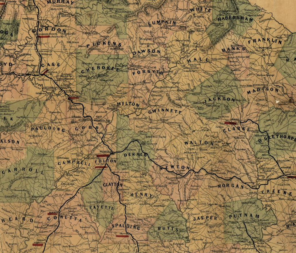 1864 Georgia map closeup