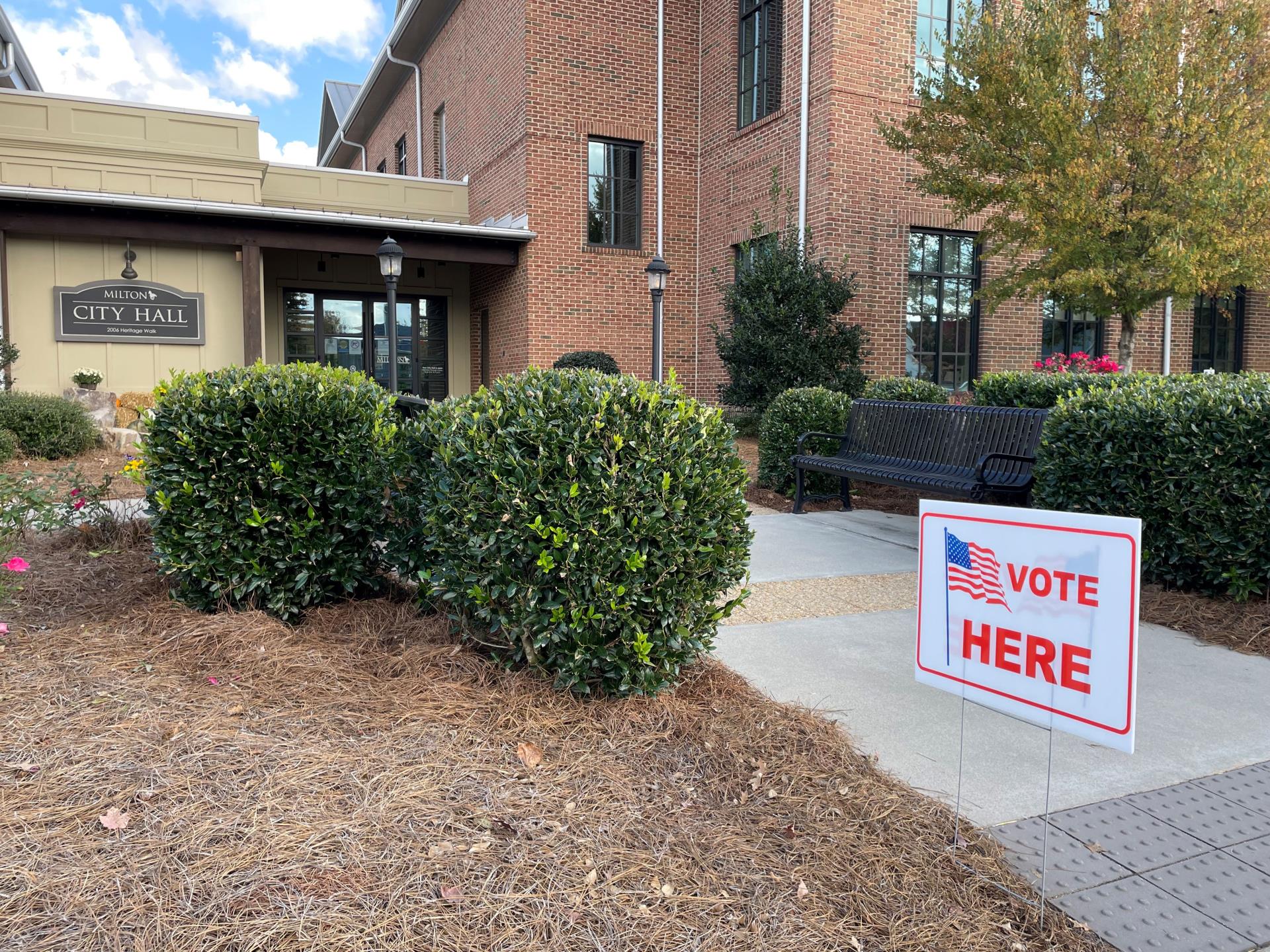 City Hall Vote Here sign