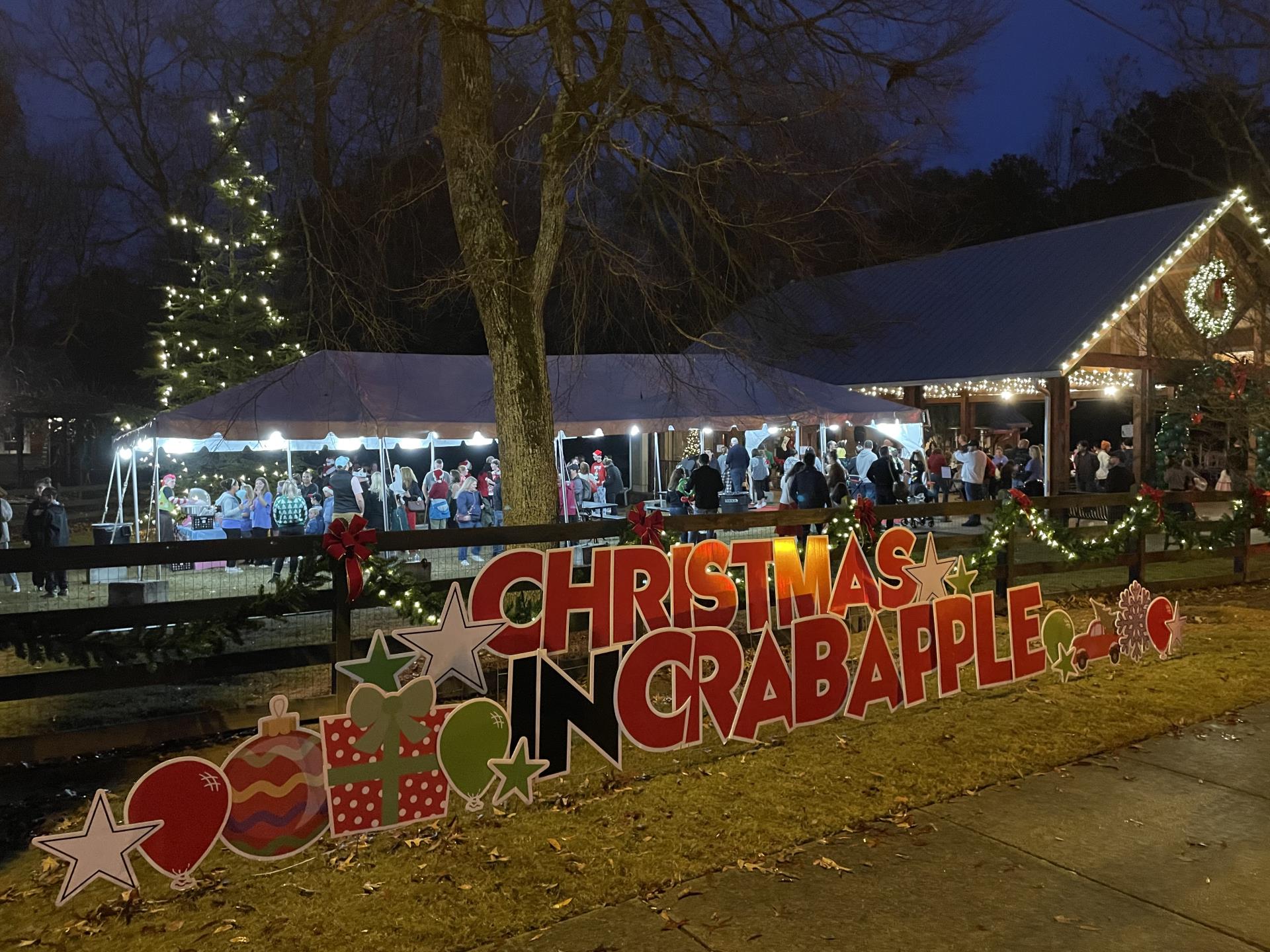 #Christmas in Crabapple Signage street view