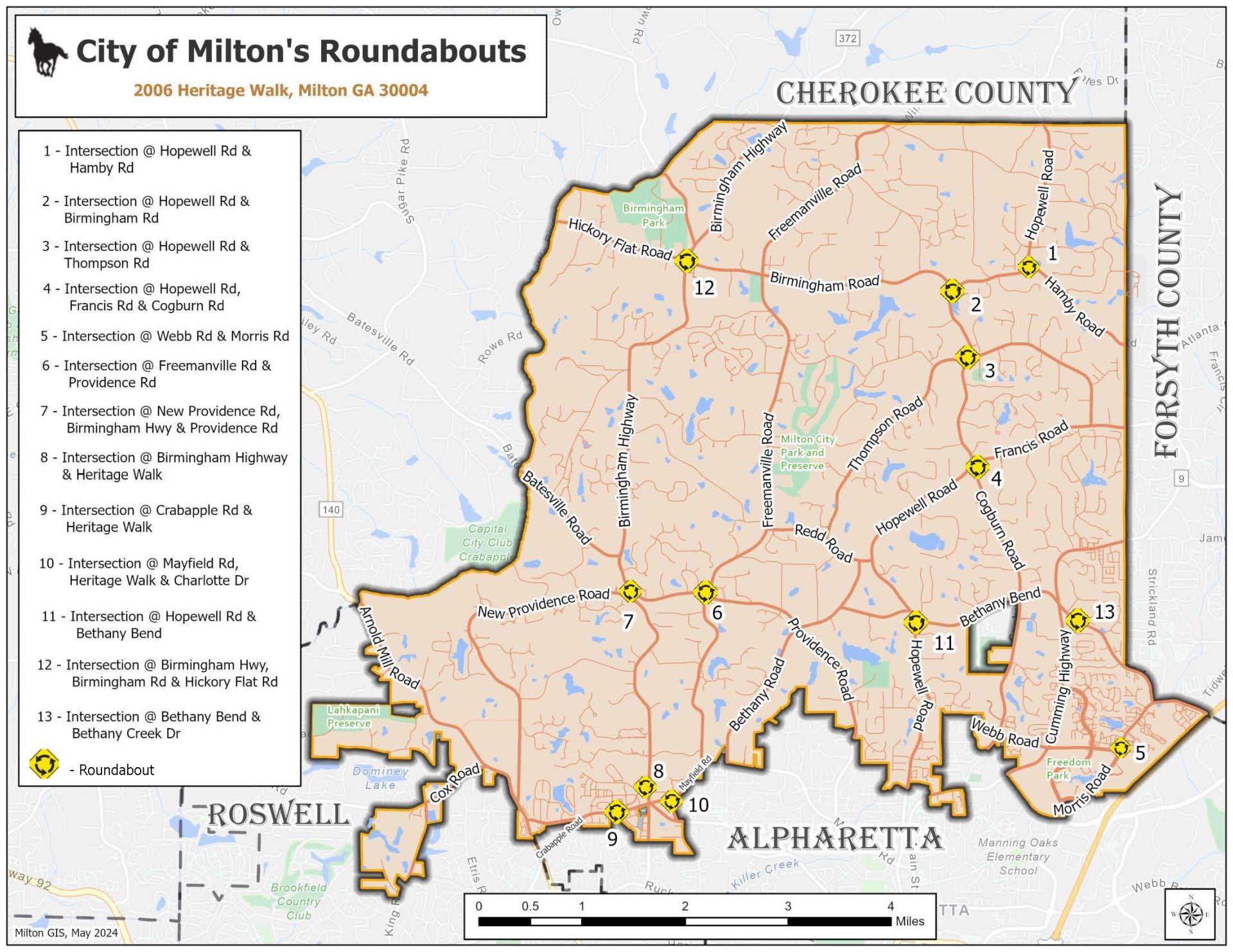 Milton's Roundabout Map May 2024